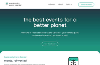 The Sustainability Events Calendar website homepage