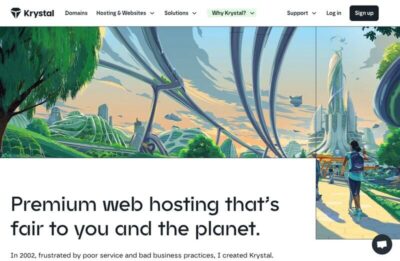 Krystal Hosting website homepage